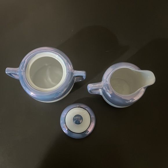 Vintage noritaki lusterware blue and white tea and creamer set - Picture 6 of 9